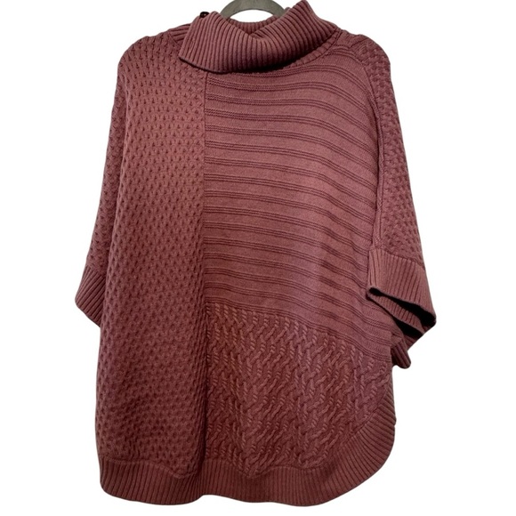 Talbots woman Lambswool blend lavender purple cable knit poncho sweater XL - Picture 5 of 11